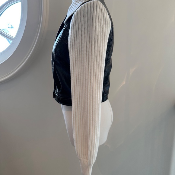 NEW WITH TAGS Cinq a Sept Knit Sleeve Ciara Jacket/XXS/XS Black& ivory - Picture 9 of 16